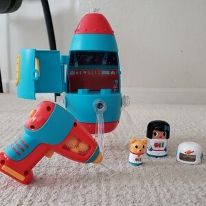 Design & Drill - Kids Space Playset with Blue and Red Rocket and Tool
